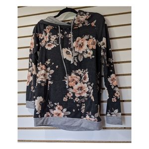 12PM by Mon Ami floral pullover hoodie, size M